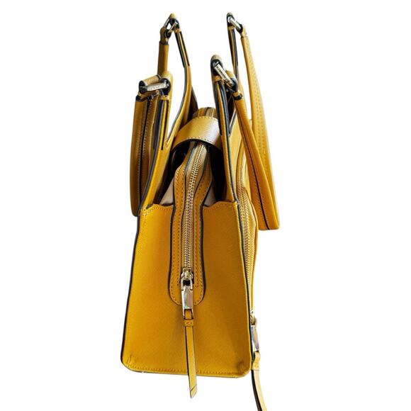 Calvin Klein Ava Hobo Saffiano Leather Mustard Shoulder Bag - Picture 5 of 13